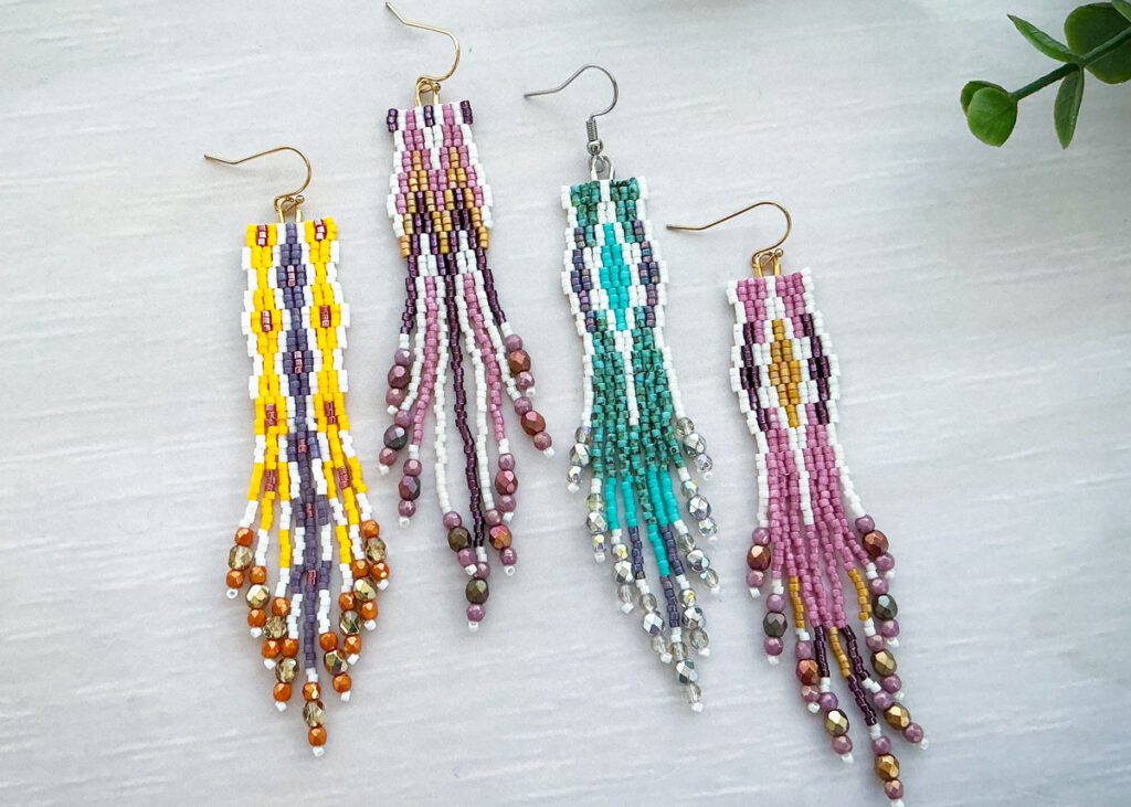 Bargello-Inspired Delica Earrings by Danielle Wickes